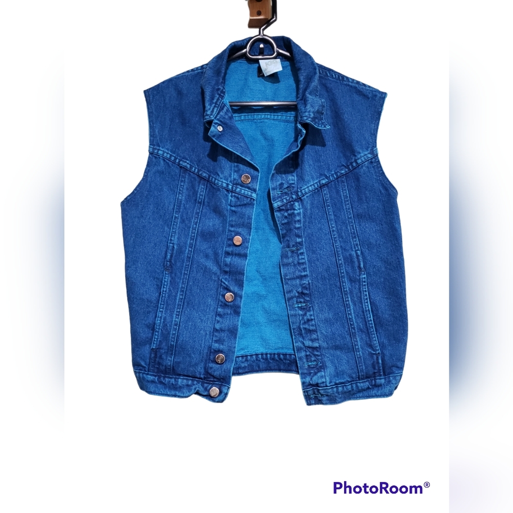 Vintage JAG Electric Blue Denim Vest Small
